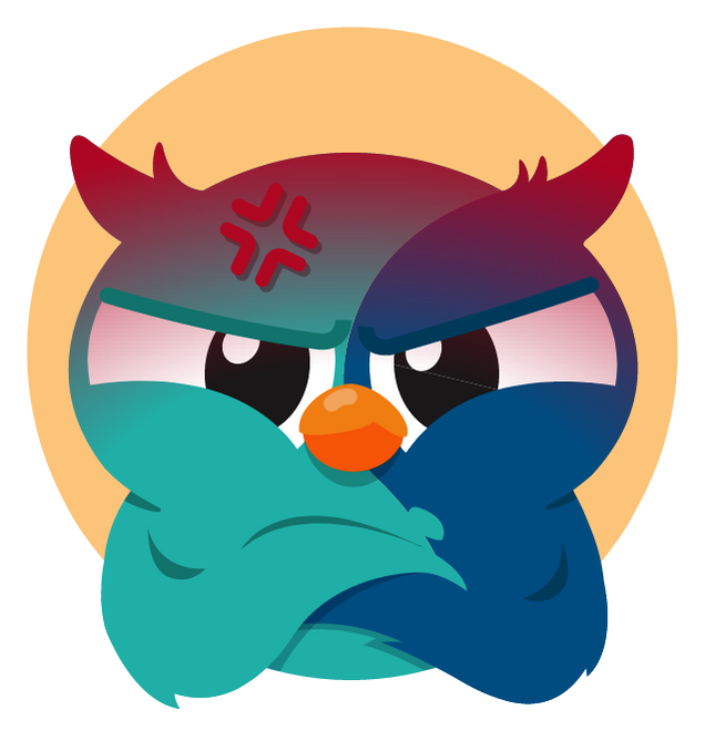 Owly Character with a mad face
